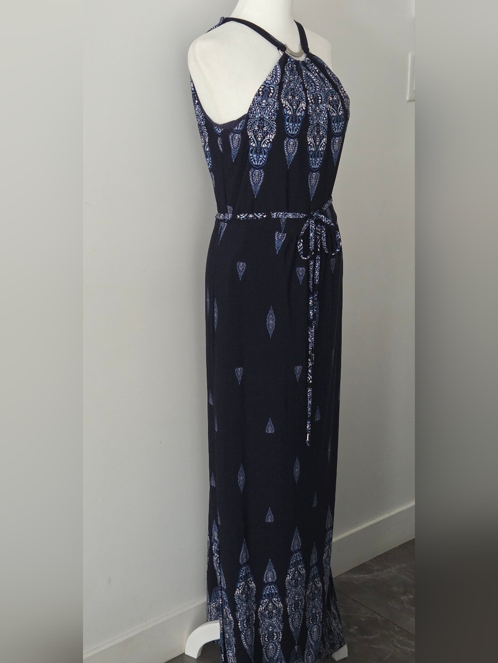 le chateau Navy Blue Strapless Maxi Dress with Paisley Print - Picture 2 of 4
